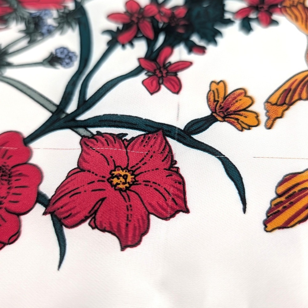 Vintage Style Floral Square Scarf Botanical Poppy Print‎ Navy Border 21x21 - Picture 6 of 7